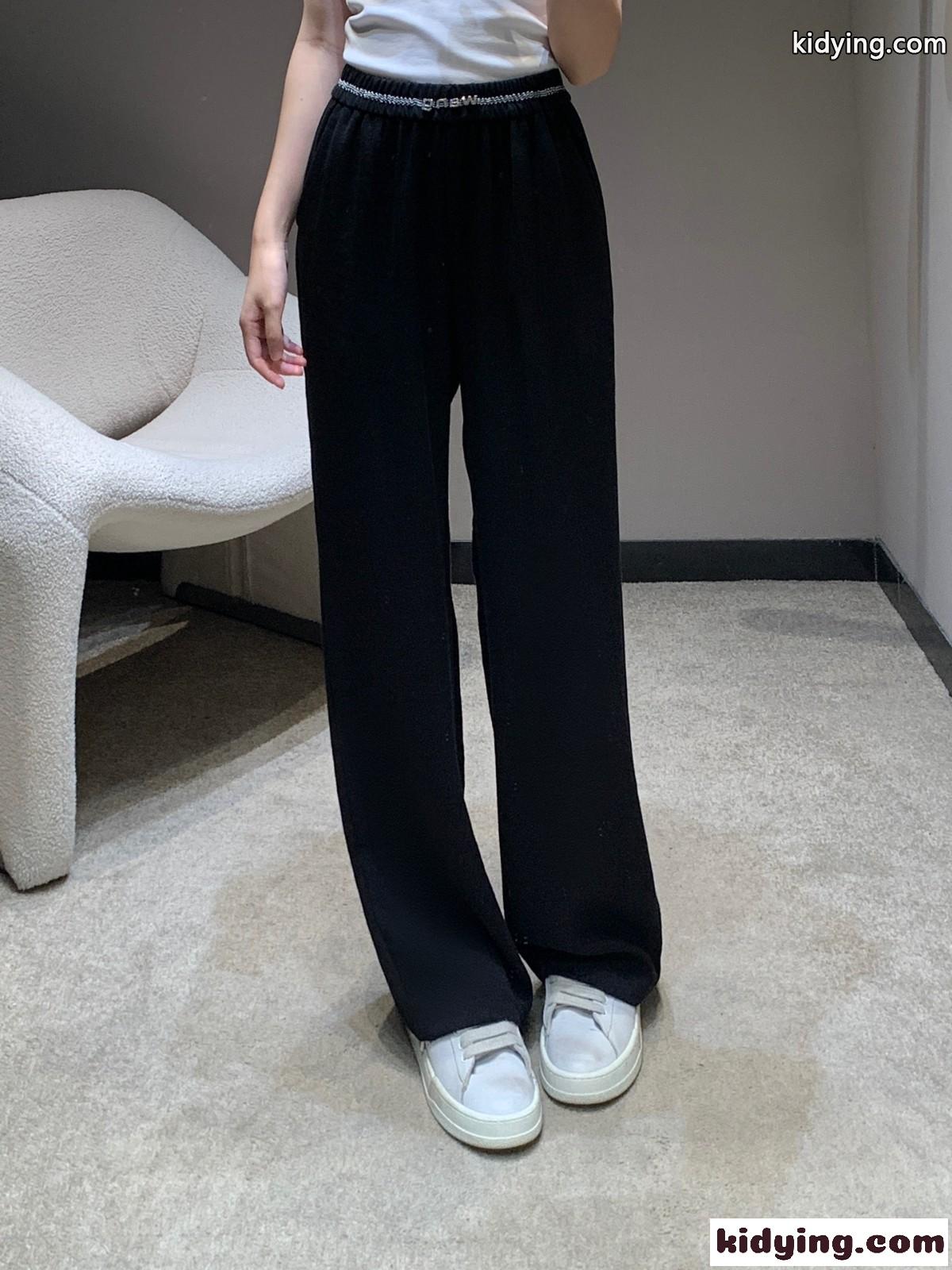 シンプル 春夏 カジュアル ロングパンツ アレキサンダーワング パンツ 偽物 ブラック-0