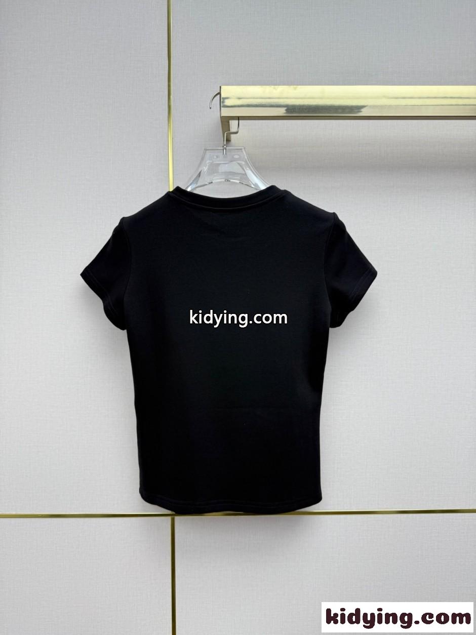 シンプル YSLロゴ 半袖Tシャツ イヴ・サンローラン Tシャツ コピー ブラック-1