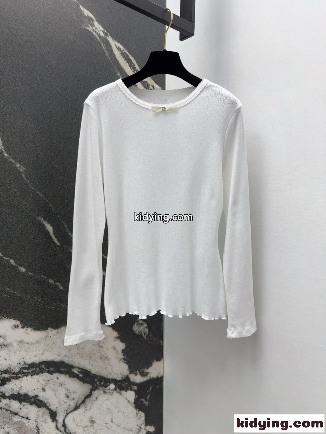 シンプル クルーネック シャネル Tシャツ コピー コットン 長袖Tシャツ-2