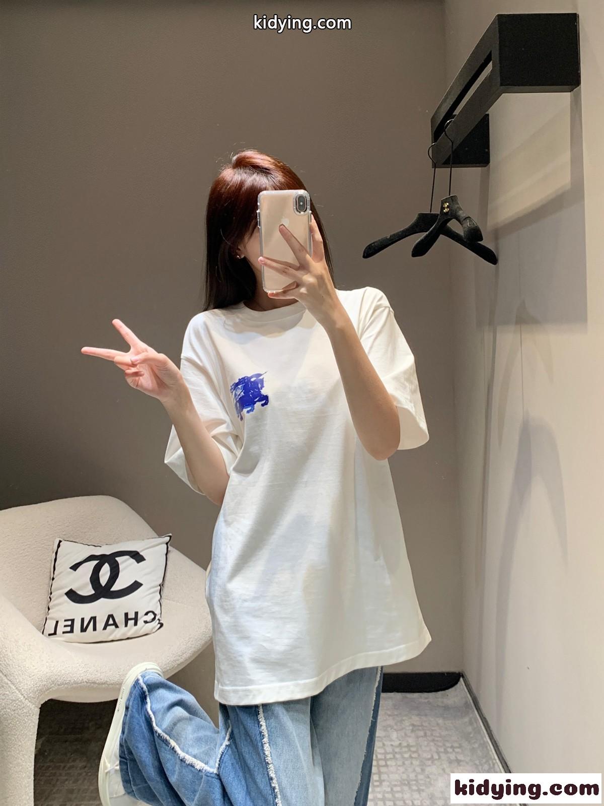 ユニセックス EKD コットンTシャツ バーバリー 半袖Tシャツ コピー ホワイト-4