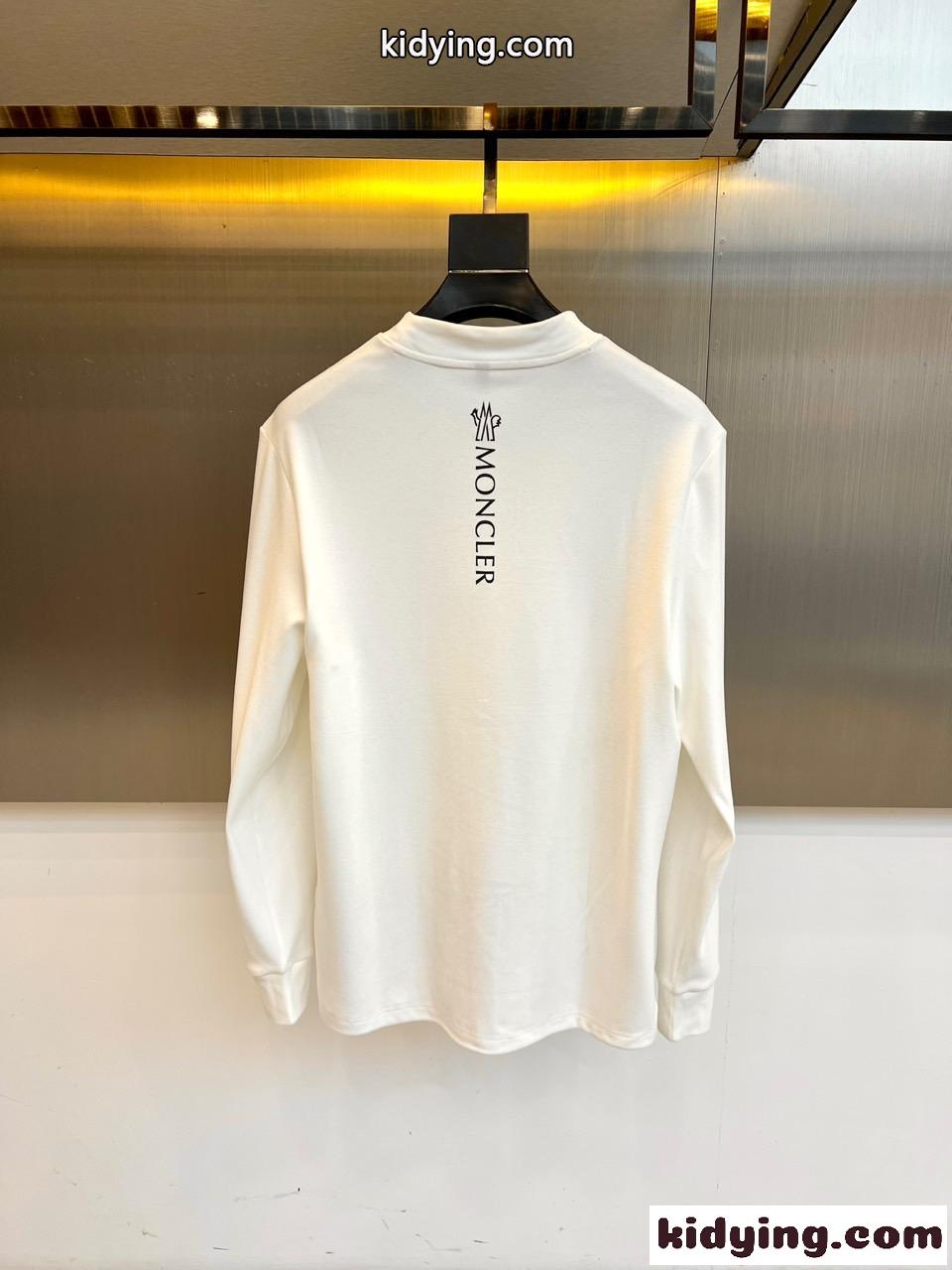 シンプル 上品 合わせやすい 長袖Tシャツ モンクレール Tシャツ 偽物 ホワイト-3