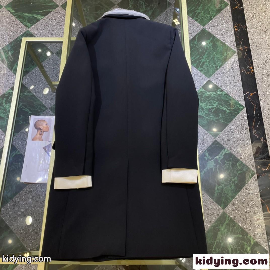 ミュウミュウ ジャケット コピー 2021秋冬新作 ヒシの格 手作業 折り襟 アウター ラインストーン 精致です 2色可選-1