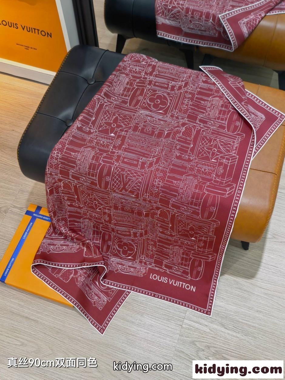 カレ90・マイ LV ラゲージ ルイ・ヴィトン スカーフ コピー ボルドー-1