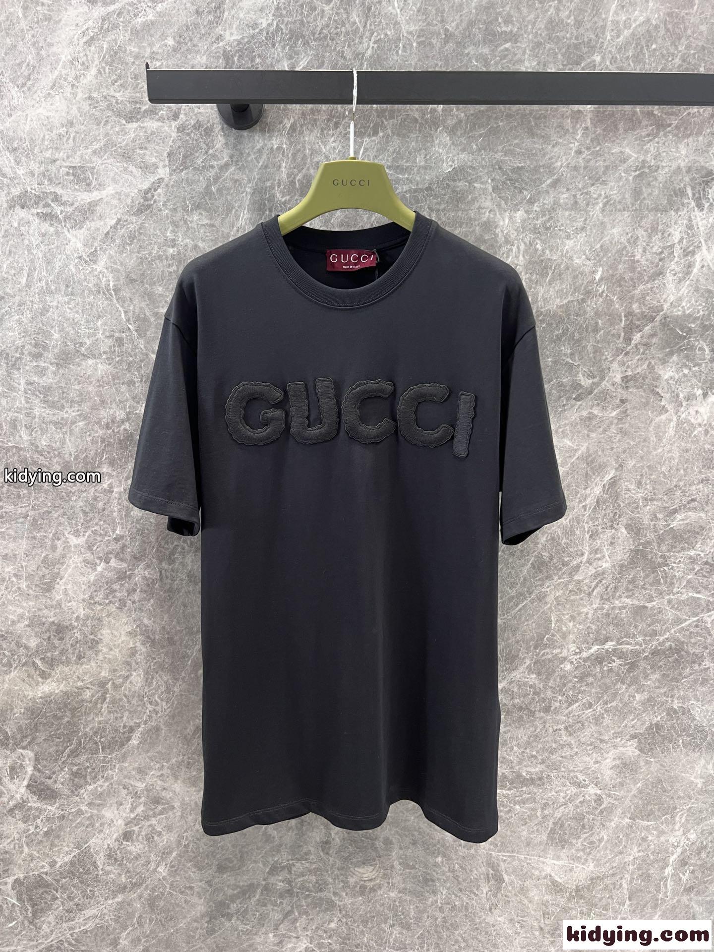 カジュアル ゆったり コットン 半袖Tシャツ グッチ Tシャツ コピー ブラック-2