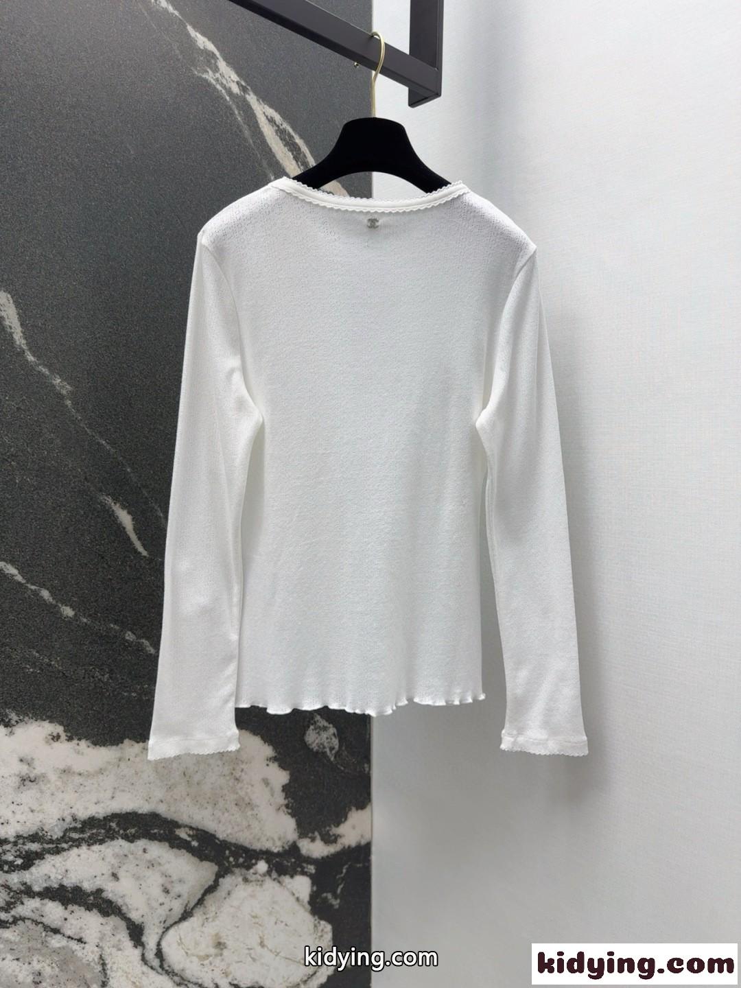 シンプル クルーネック シャネル Tシャツ コピー コットン 長袖Tシャツ-5
