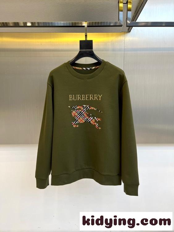 シンプル おしゃれ ロゴ入り スウェットシャツ バーバリー Tシャツ 偽物 グリーン-0