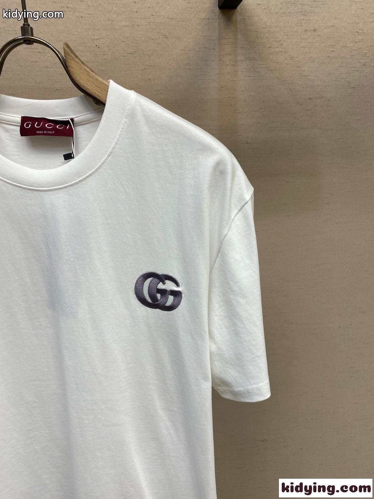 シンプル クルーネック 半袖Tシャツ グッチ Tシャツ コピー コットン ホワイト-0