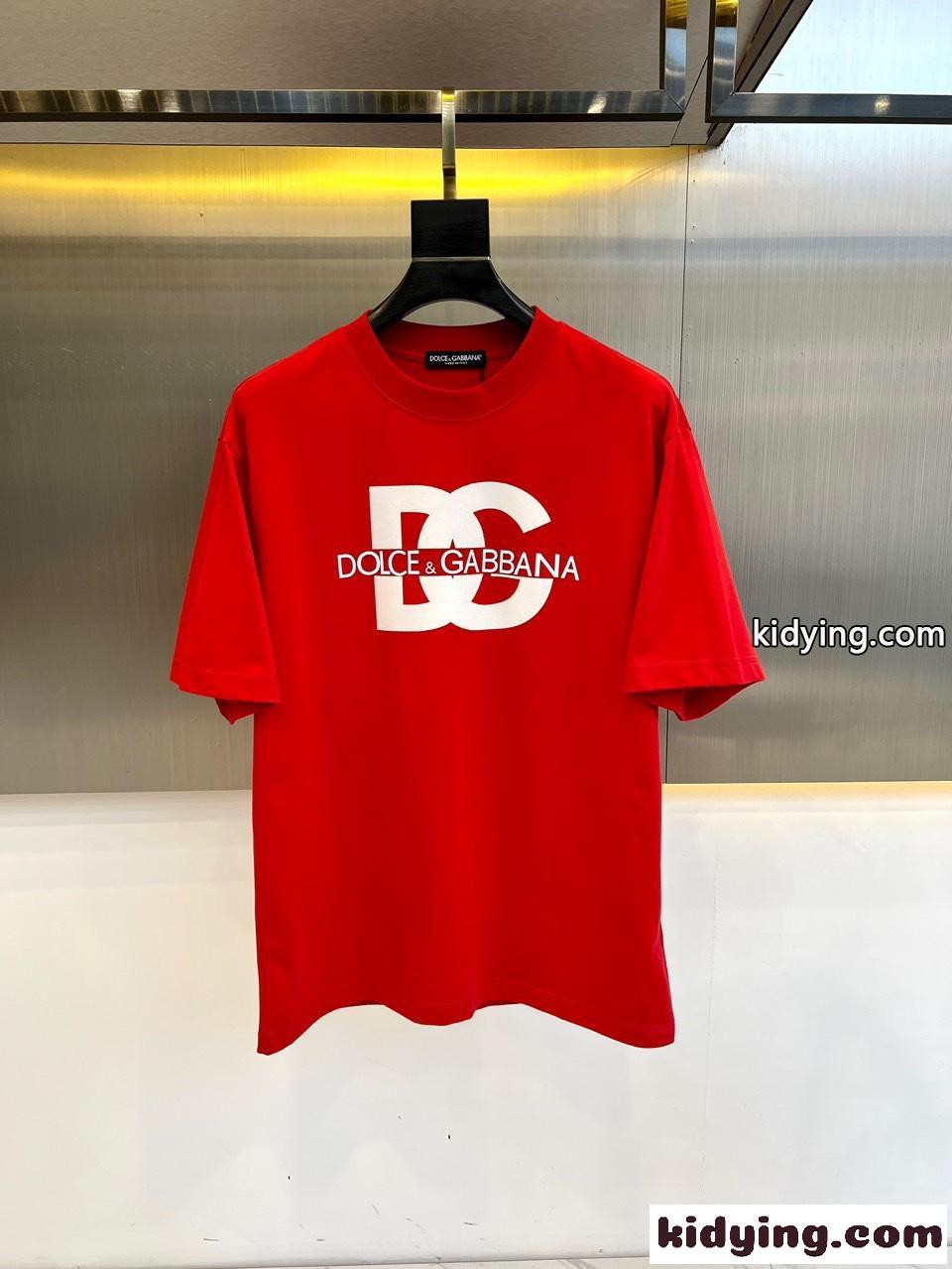 大人気 ロゴプリント クルーネック ドルチェ&ガッバーナ 半袖Tシャツ コピー レッド-0