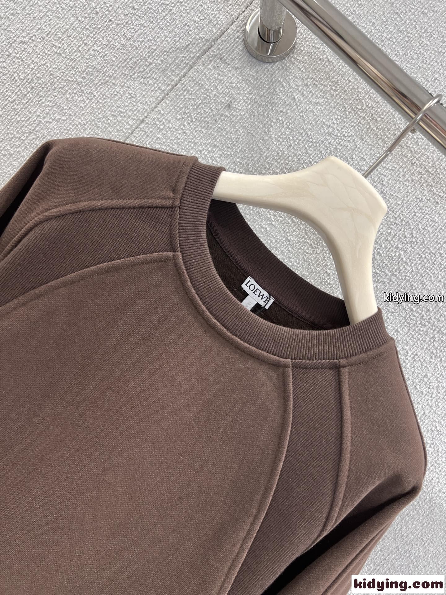 カジュアル クロップド スウェットシャツ ロエベ Tシャツ コピー ブラウン-1