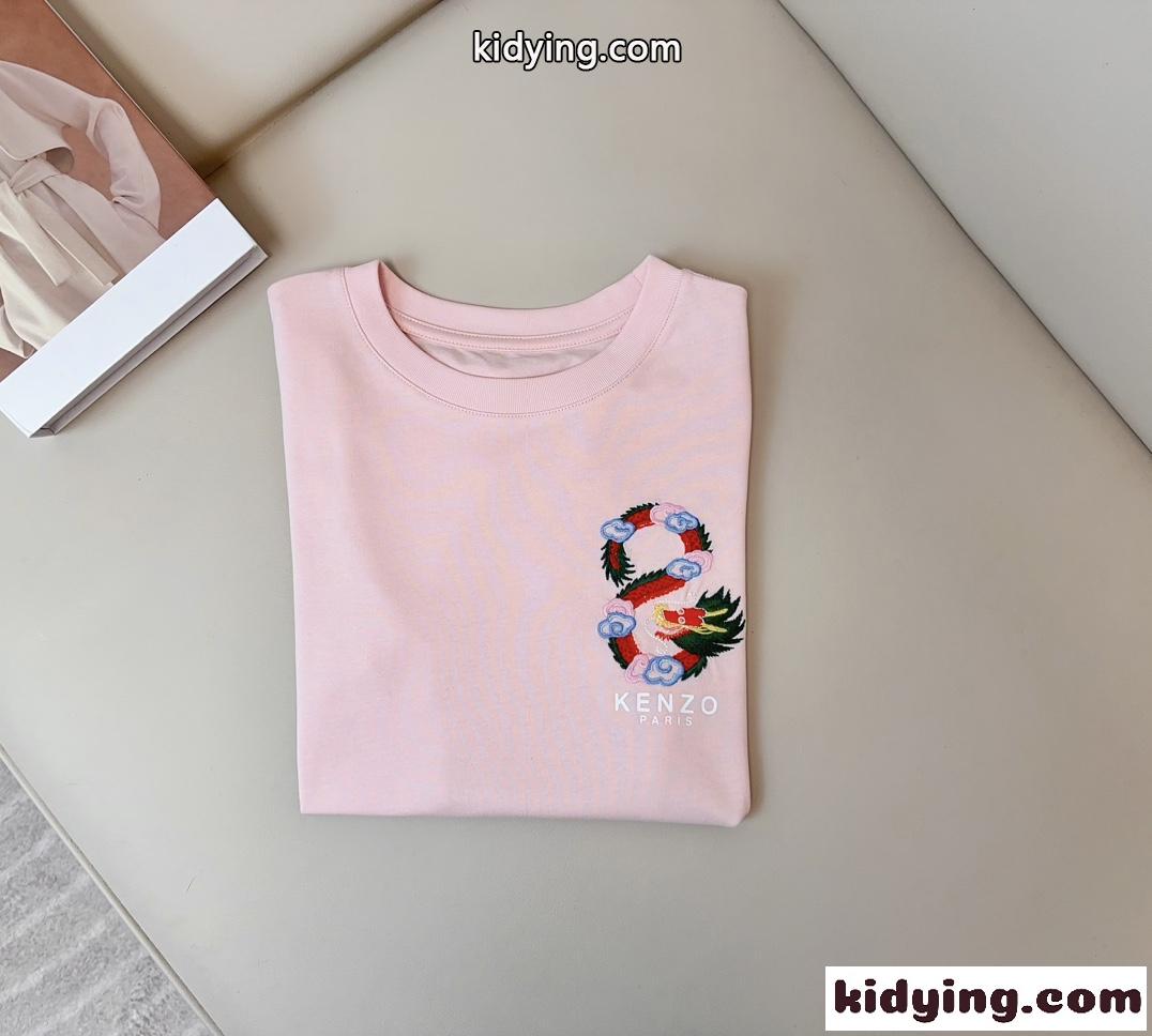 YEAR OF THE DRAGON CREST エンブロイダリー 半袖Tシャツ ケンゾー Tシャツ コピー ピンク-3