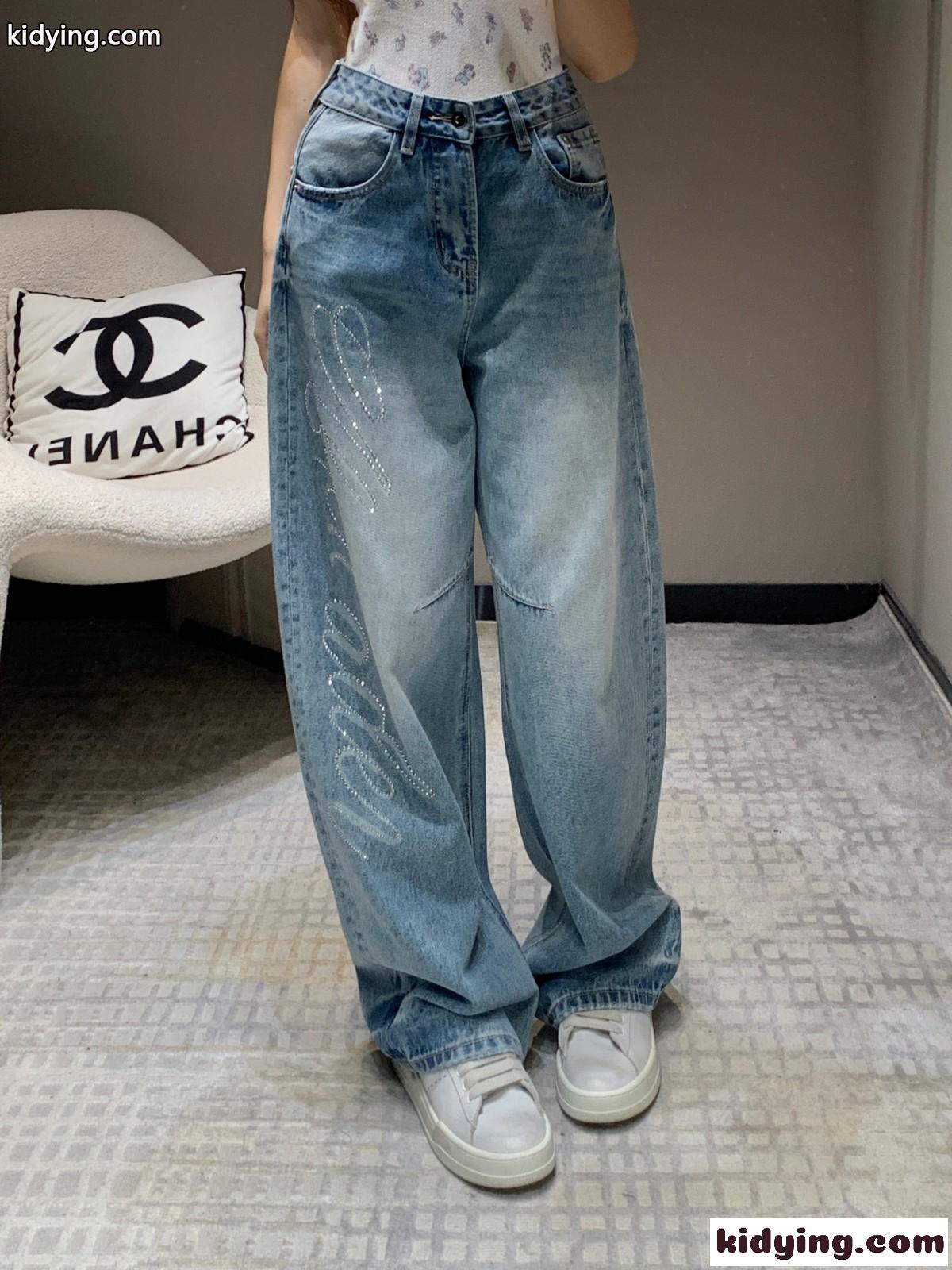 ラインストーンロゴ カーブデニムパンツ アレキサンダーワング ジーンズ コピー-0