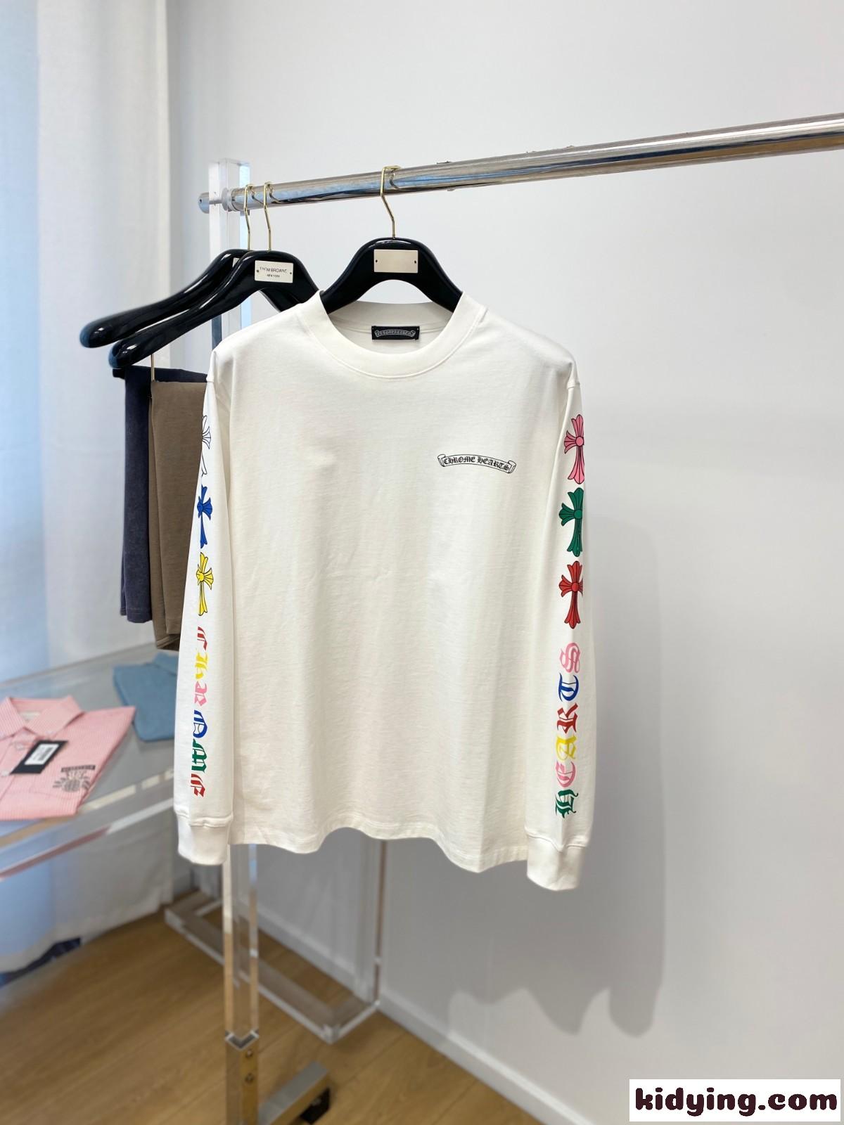 定番 合わせやすい クルーネック 長袖Tシャツ クロムハーツ Tシャツ コピー ホワイト-0