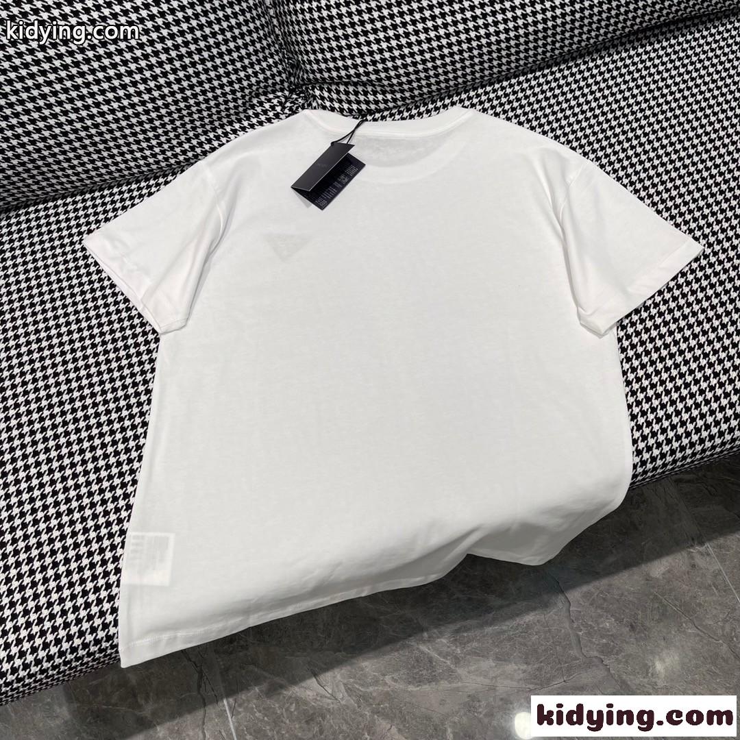 プラダ Tシャツ コピー クルーネック カジュアル 合わせやすい 刺繍 半袖Tシャツ-2