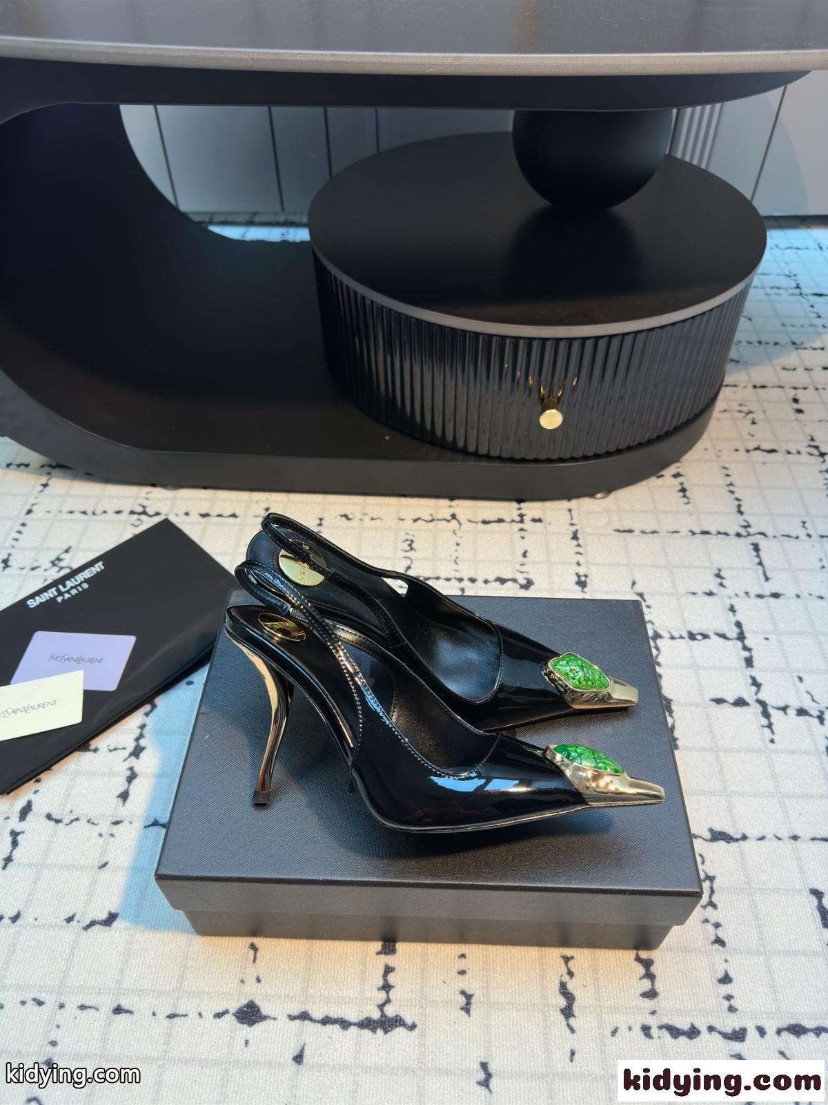 エレガント YSL ルル スリングバックパンプス イヴ・サンローラン コピー ブラック-1