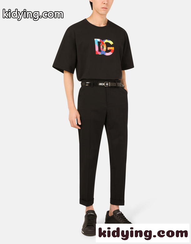 DGロゴ カジュアル ゆったり クルーネック ドルチェ&ガッバーナ Tシャツ コピー 半袖 コットン-3