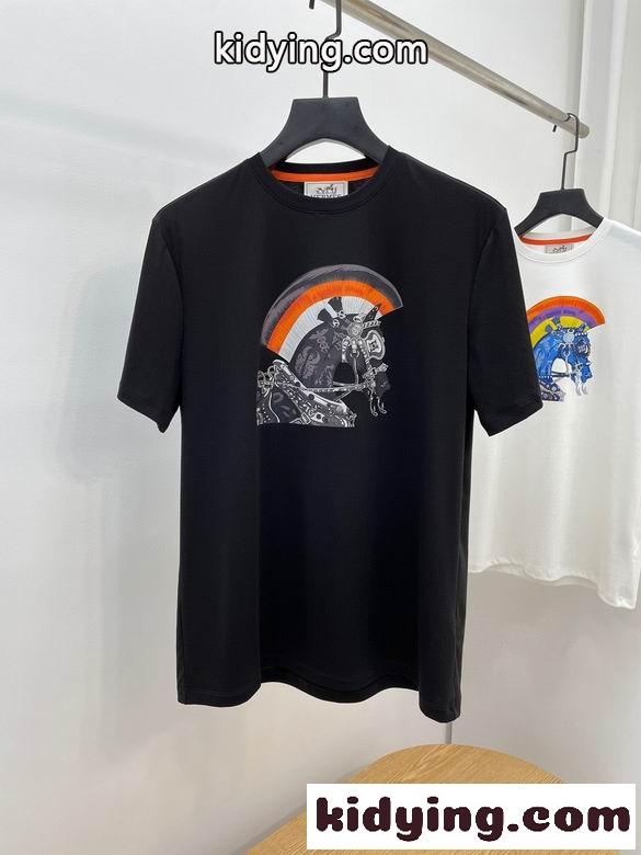 プリント 着心地いい エルメス 半袖tシャツ コピー クルーネック 春夏 定番 合わせやすい トップス-0