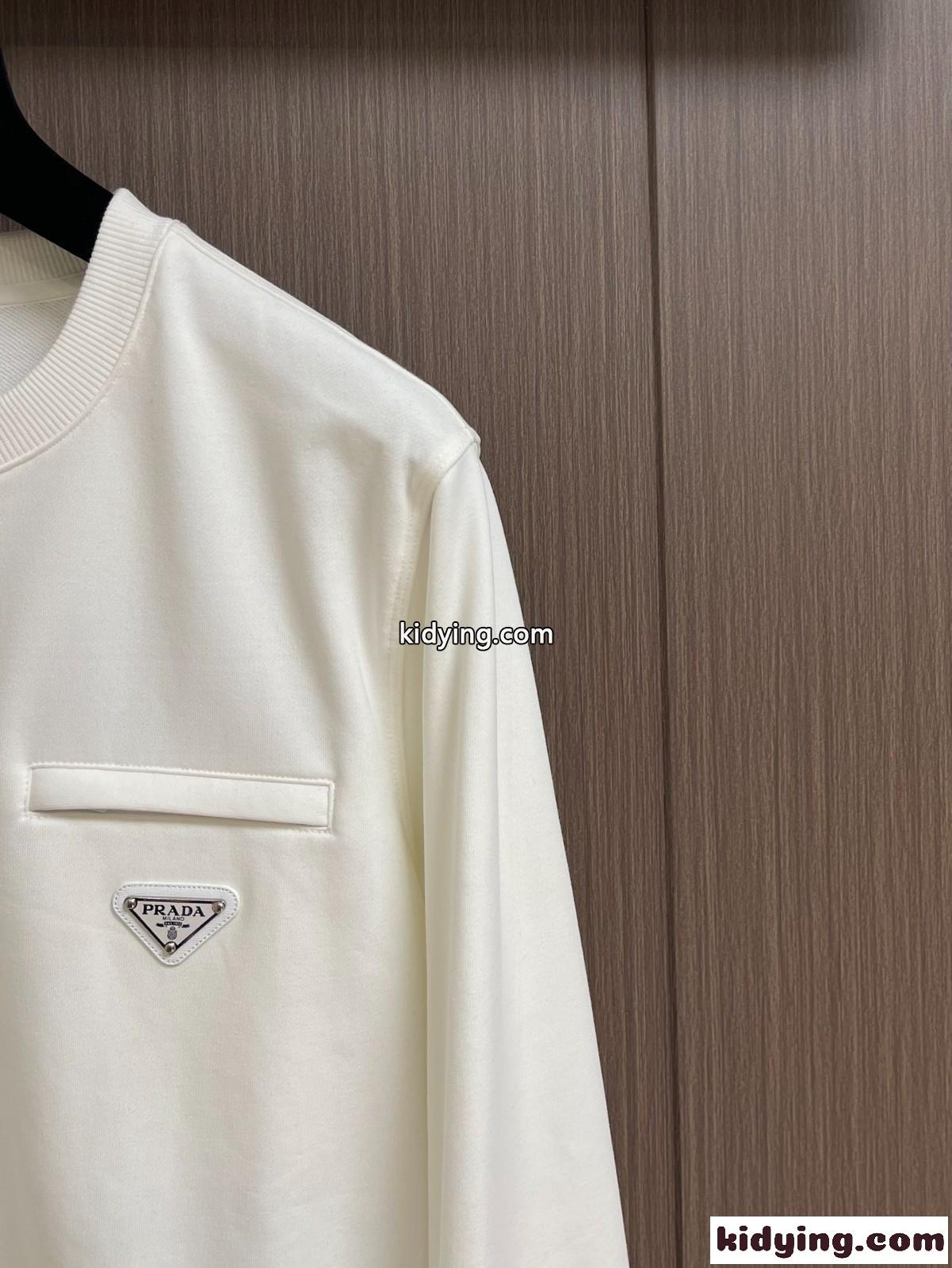定番 カジュアル スウェットシャツ プラダ Tシャツ コピー ユニセックス ホワイト-2