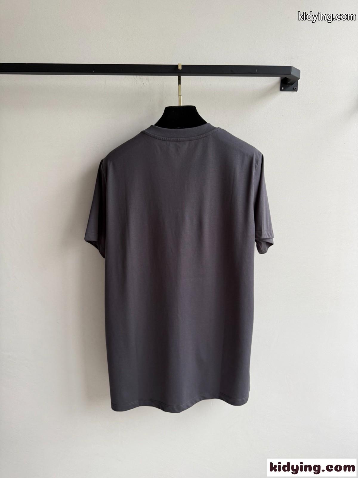 シンプル おしゃれ ロゴ入り 半袖Tシャツ バルマン Tシャツ コピー グレー-1