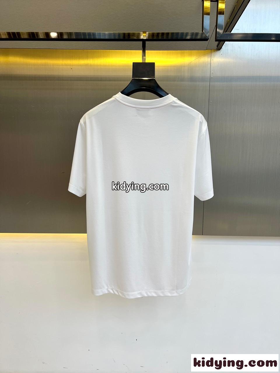 シンプル ロゴ刺繍 クルーネック 半袖Tシャツ エルメス Tシャツ 偽物 ホワイト-3
