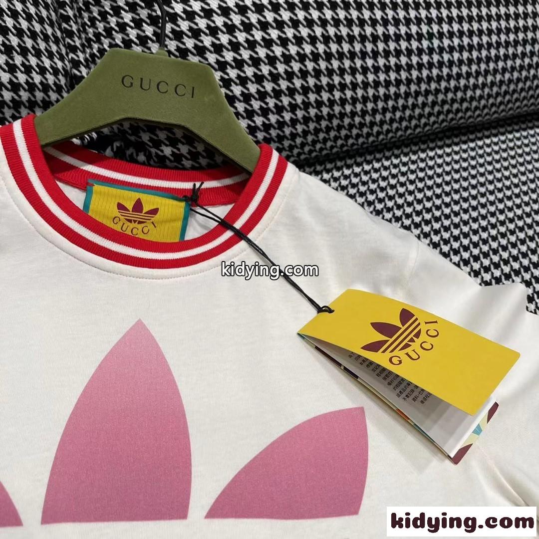 adidas x Gucci コットン 半袖Tシャツ グッチ Tシャツ コピー クルーネック-3
