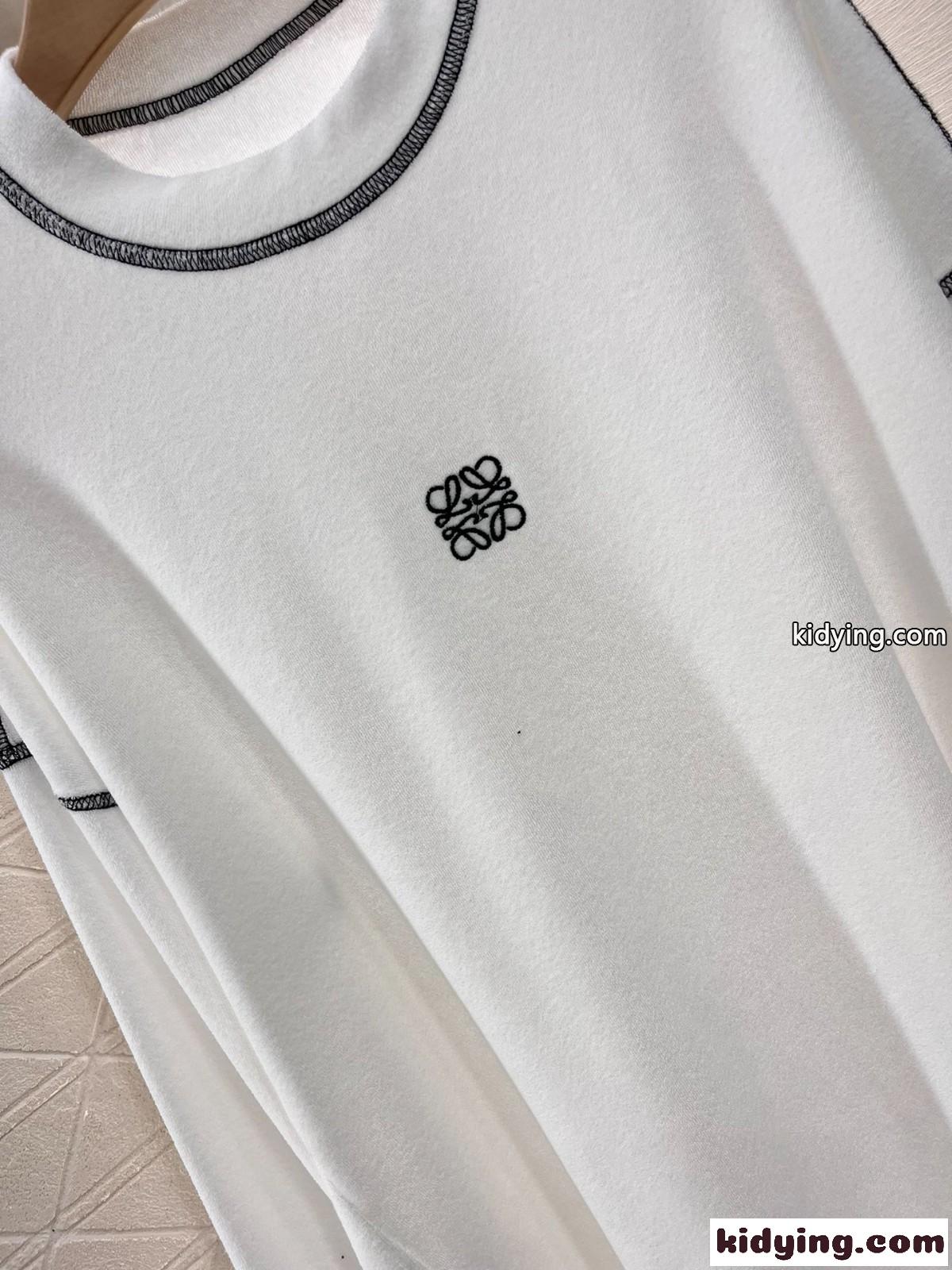 カジュアル リラックスフィット 長袖Tシャツ ロエベ Tシャツ コピー ホワイト-4
