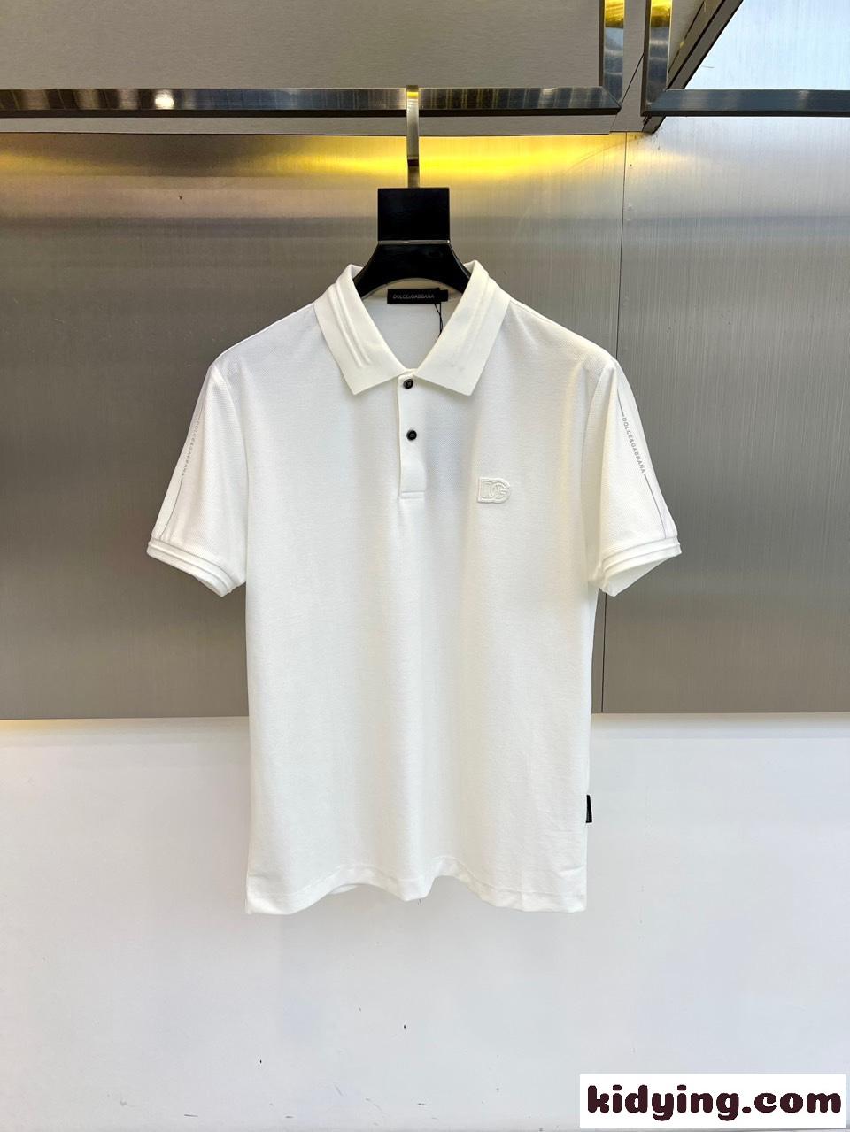 シンプル 洗練された 半袖 ポロシャツ ドルチェ&ガッバーナ Tシャツ 偽物 ホワイト-0