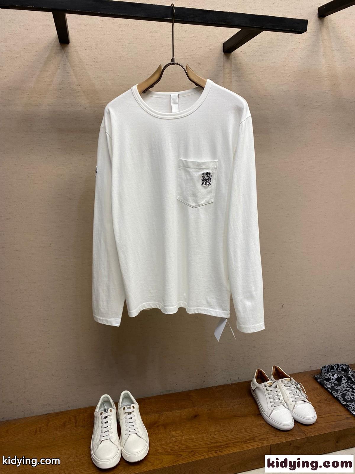クロムハーツ Tシャツ コピー シンプル 合わせやすい クルーネック 長袖Tシャツ ホワイト-0