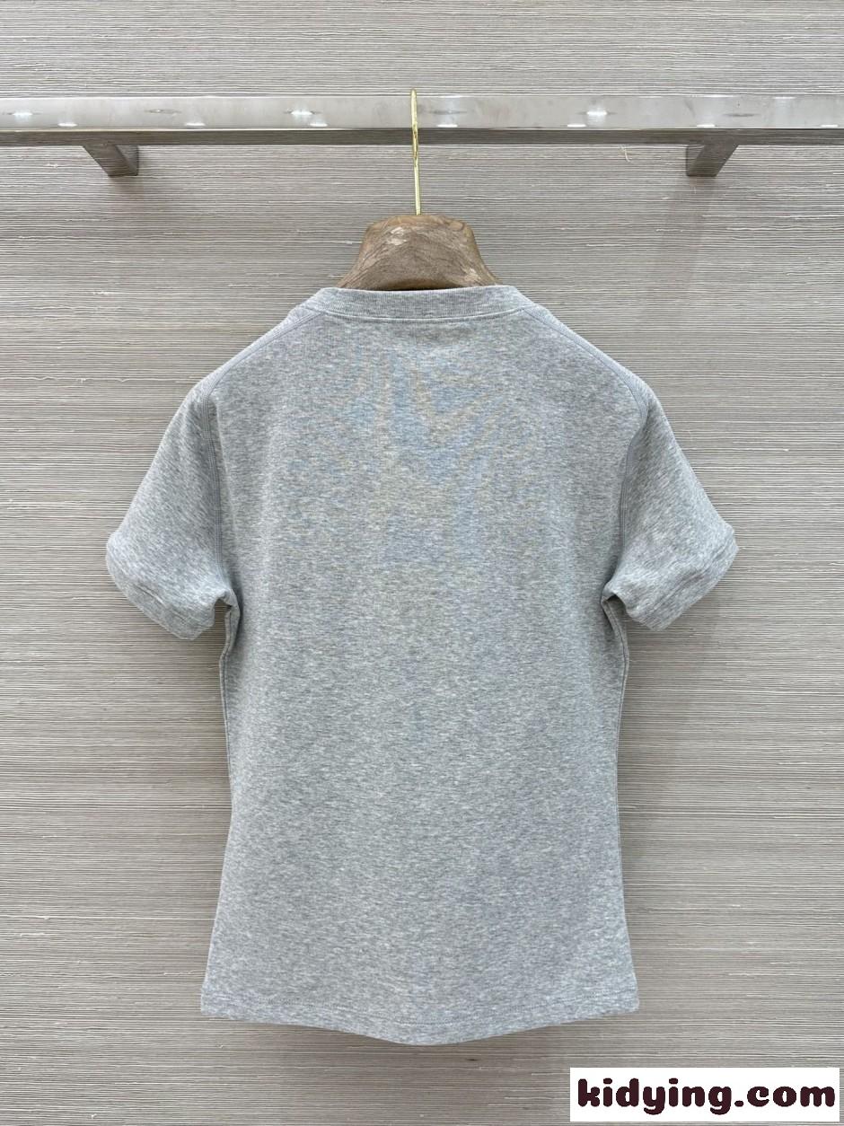 洗練された 合わせやすい 半袖Tシャツ ミュウミュウ Tシャツ コピー グレー-5