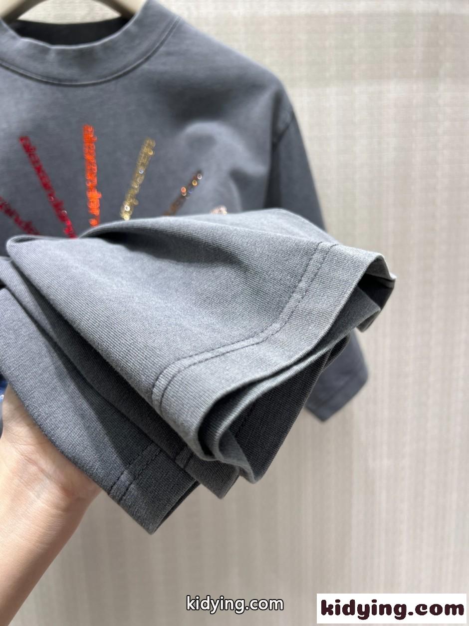 ラインストーン ピンホイール 半袖tシャツ アレキサンダーワング Tシャツ コピー グレー-3