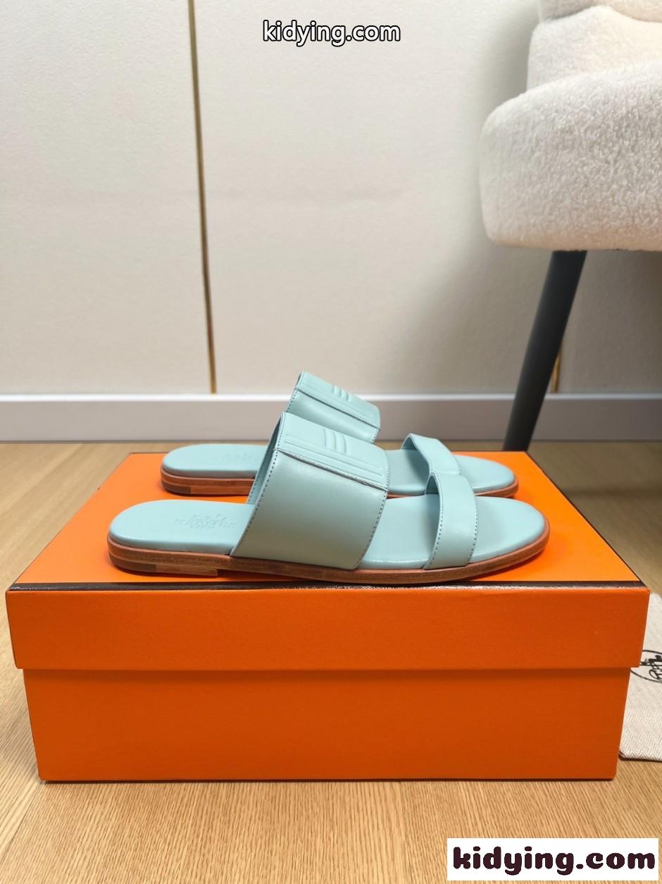 エルメス サンダル モナ スーパーコピー 上品 シンプル Hロゴ ライトブルー-1