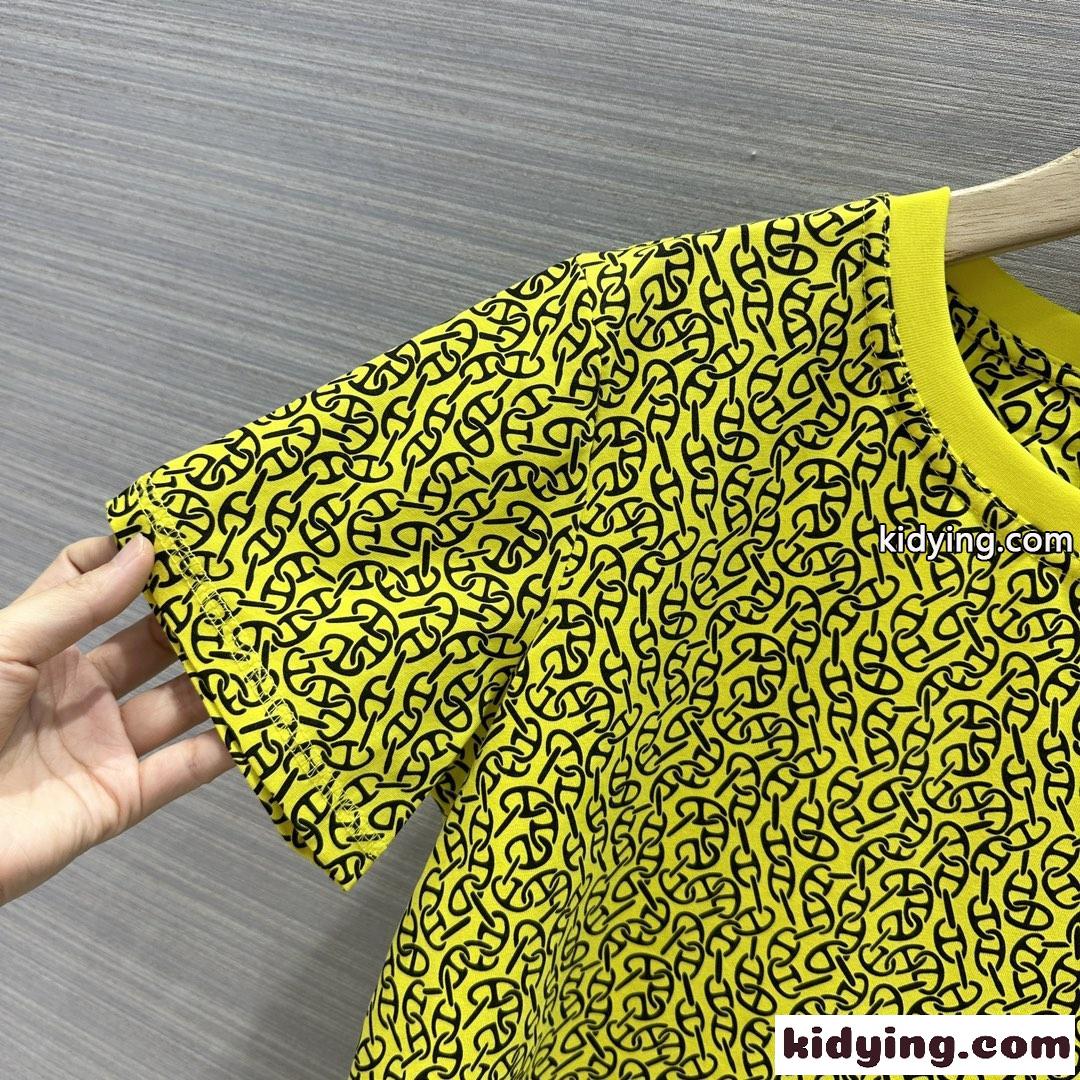 目を惹くデザイン♥マイクロTシャツ エルメス 半袖Tシャツ コピー イエロー-0