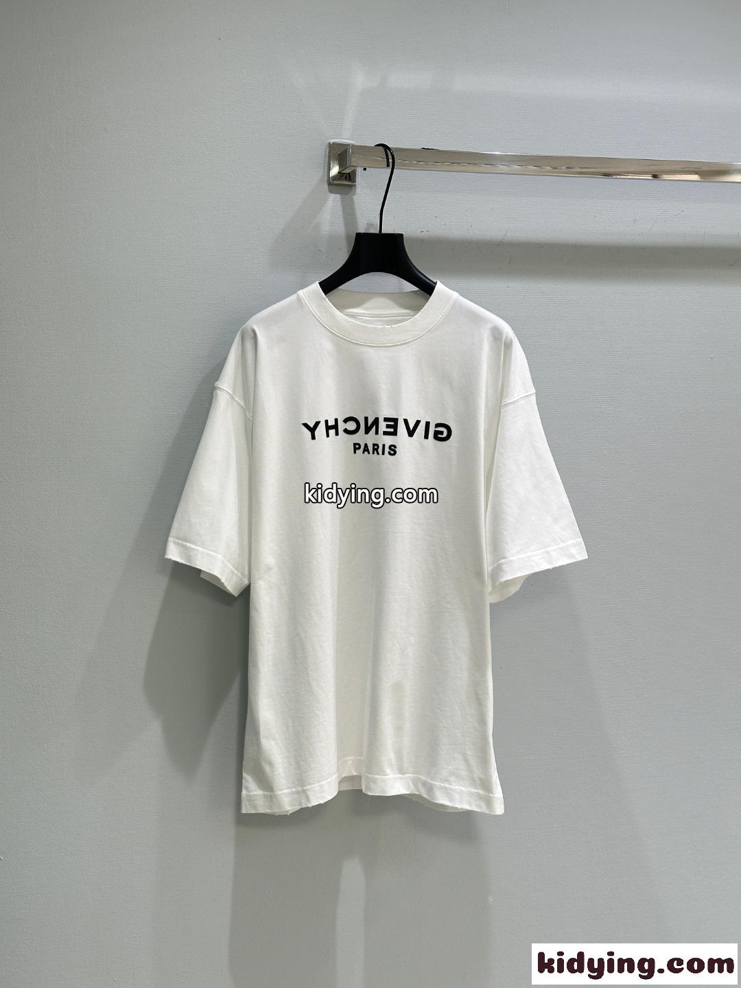 カジュアル ロゴ入り 半袖Tシャツ ジバンシィ Tシャツ コピー コットン ホワイト-0