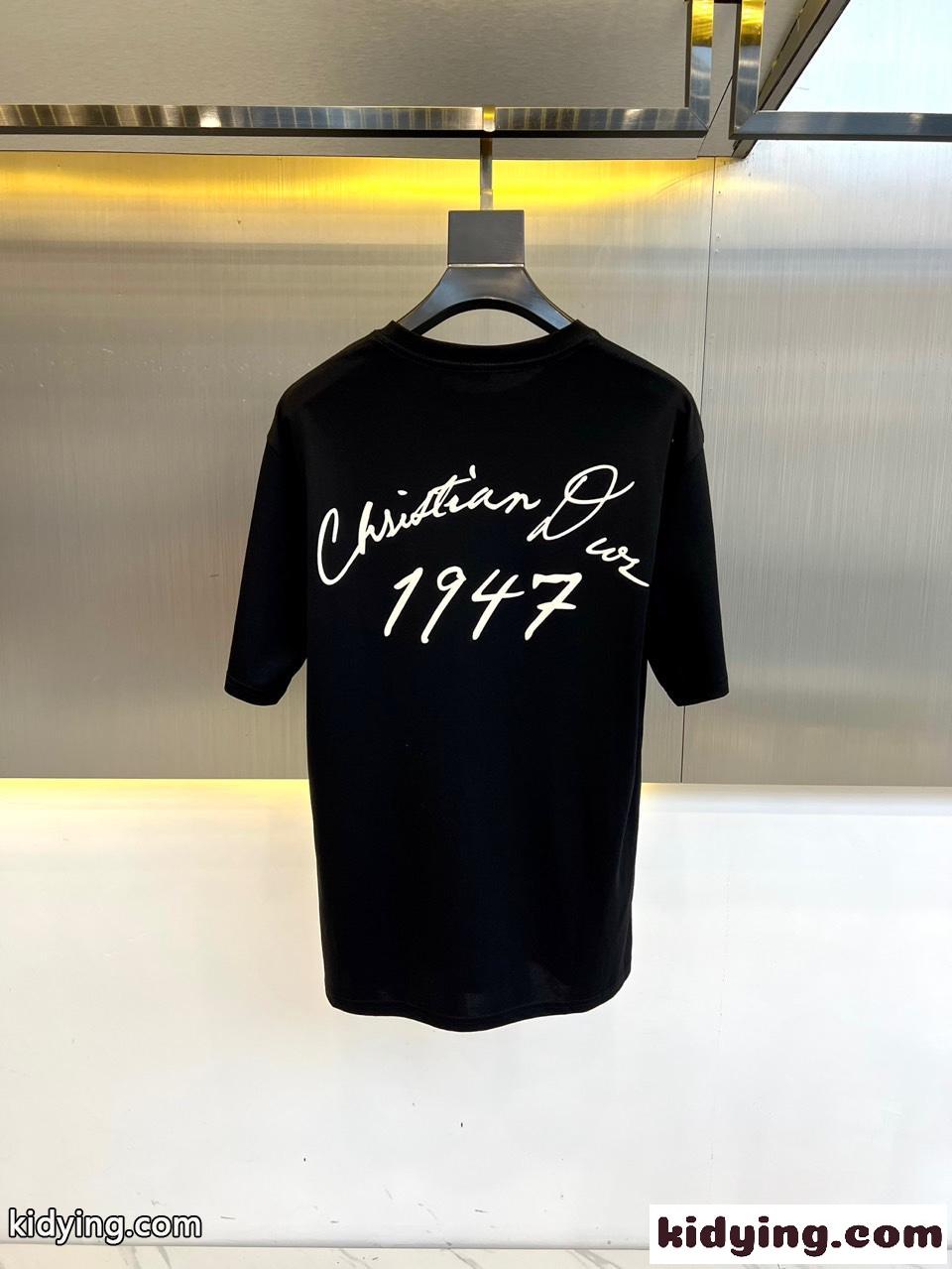 おしゃれ クルーネック ロゴTシャツ クリスチャン・ディオール Tシャツ 偽物 ブラック-4