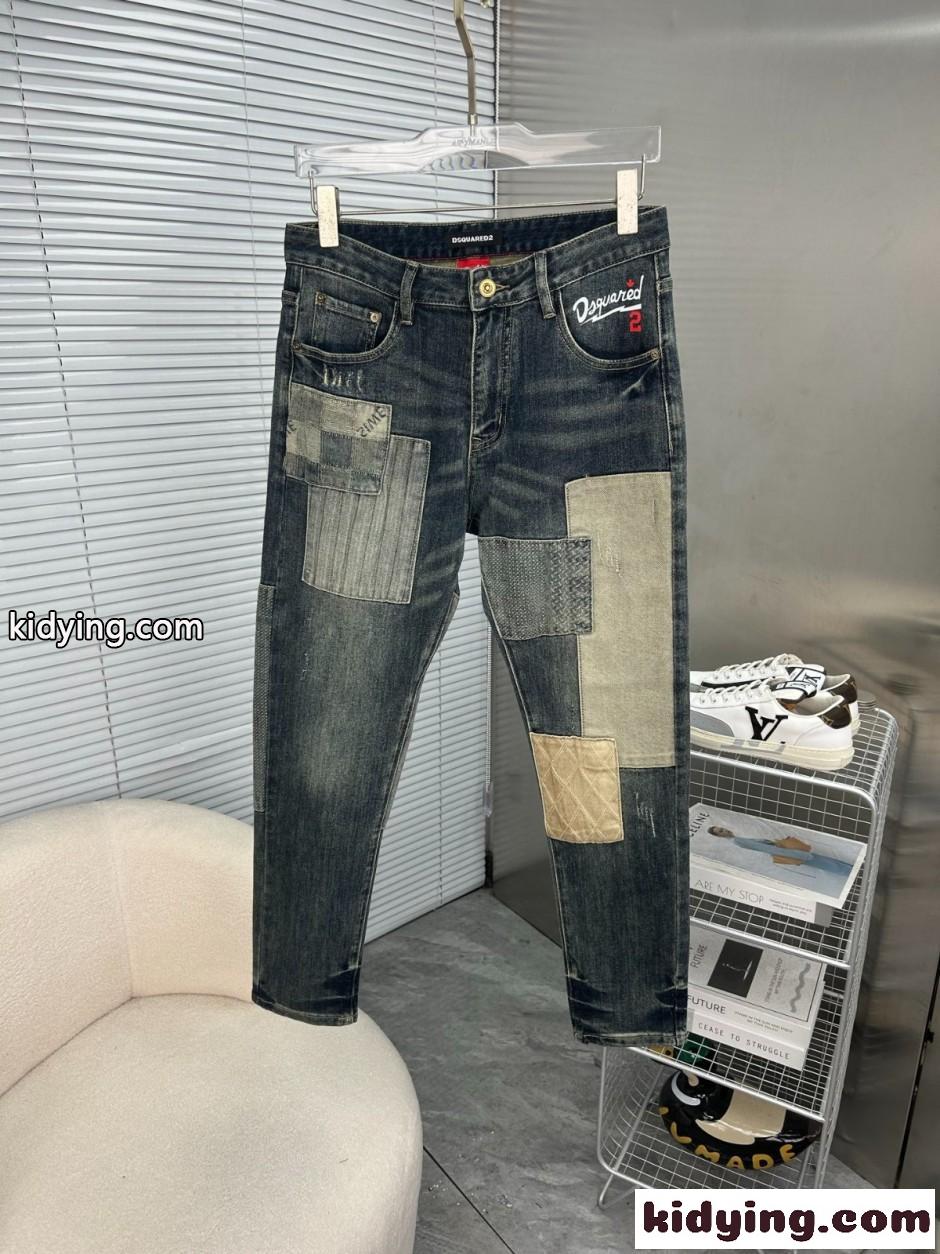 注目される パッチワーク デニムパンツ ディースクエアード ジーンズ 偽物-1