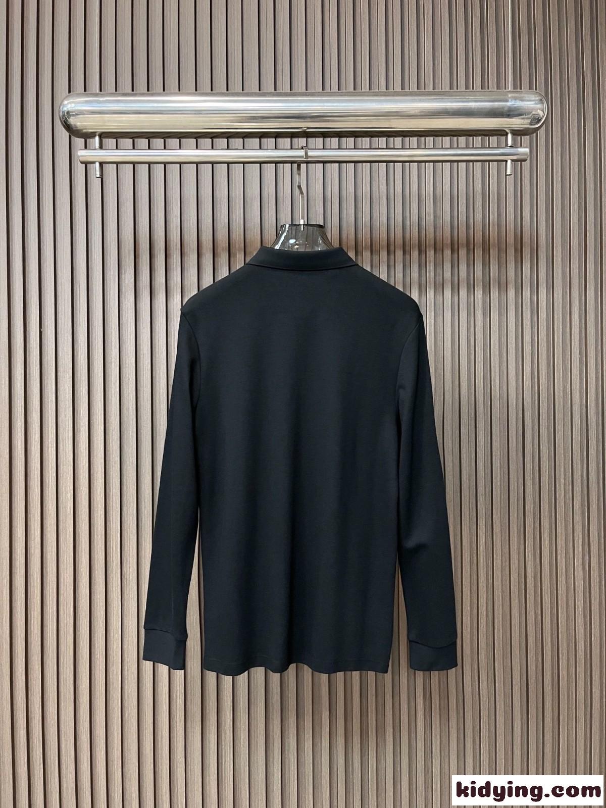 シンプル コットン 長袖 ポロシャツ ドルチェ&ガッバーナ Tシャツ コピー ブラック-4