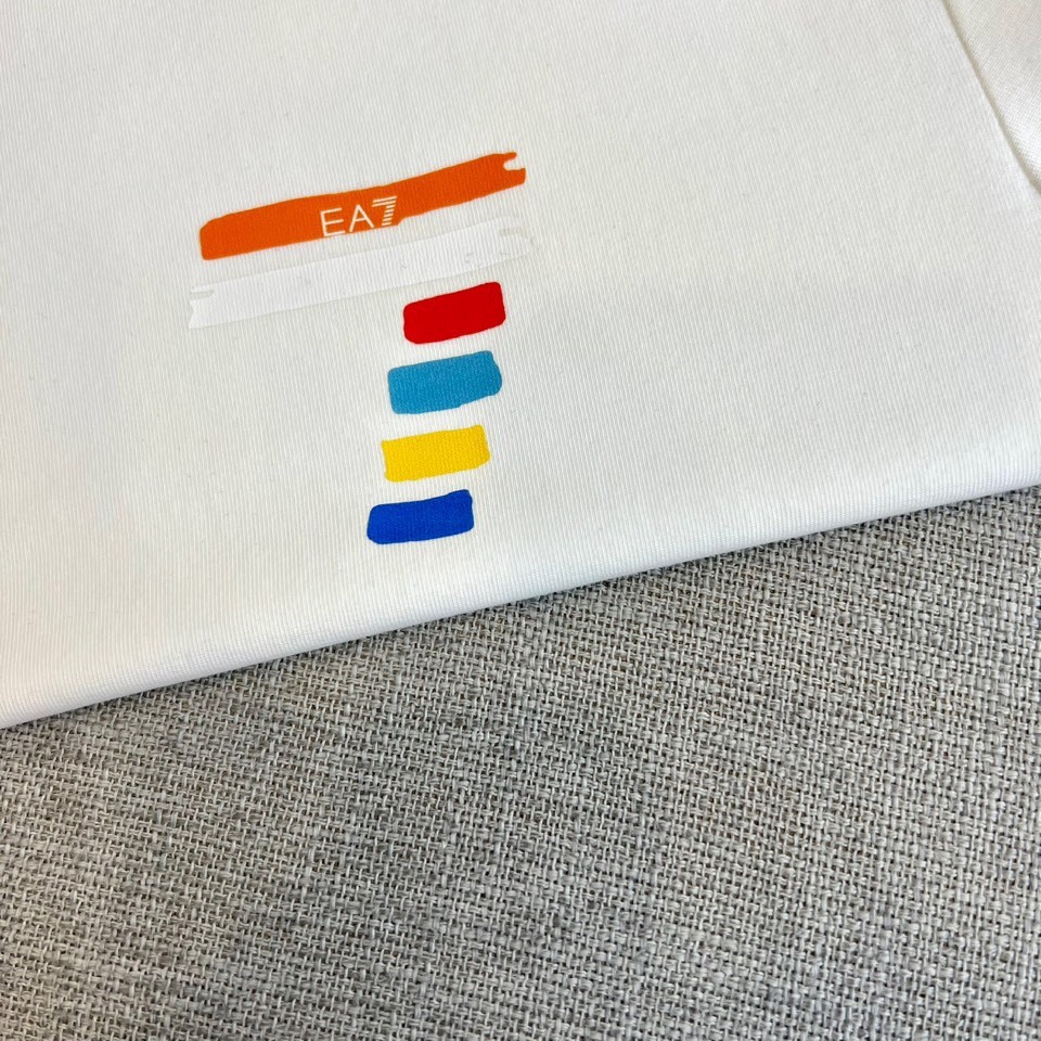 シンプル ロゴ クルーネック アルマーニ Tシャツ 偽物 半袖Tシャツ ホワイト-2