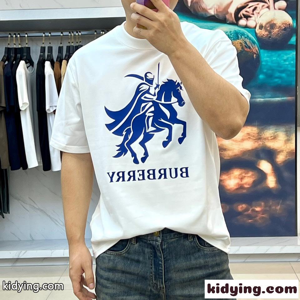 カジュアル プリント コットンTシャツ バーバリー 半袖Tシャツ コピー ホワイト-1