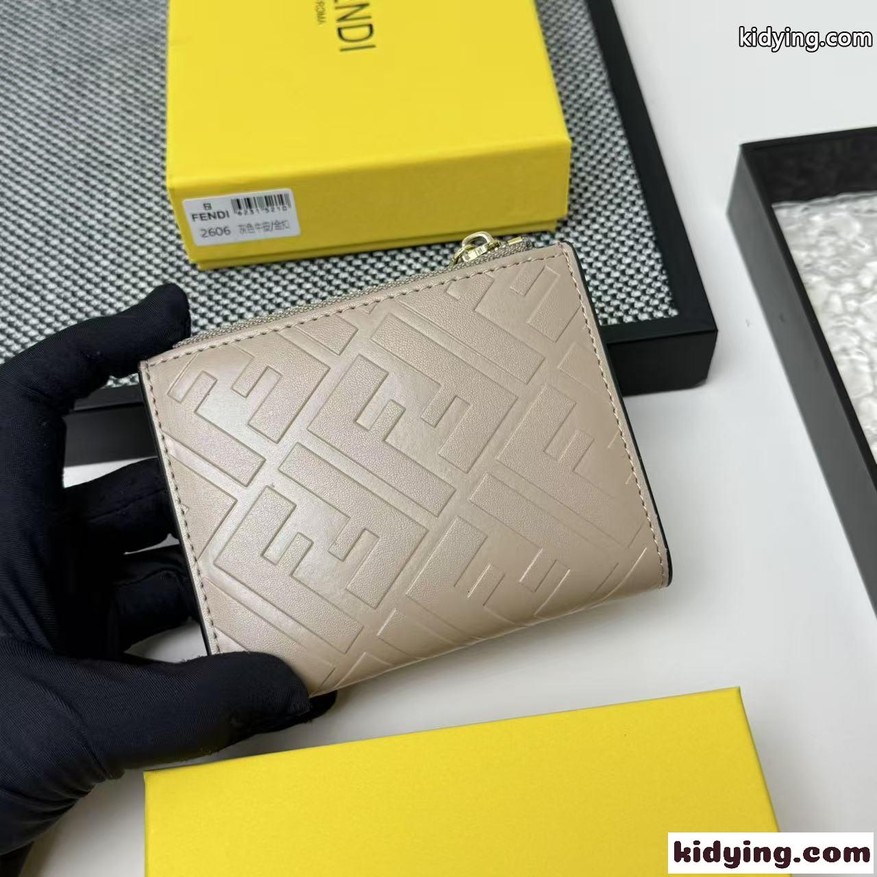 コンパクト 二つ折り財布 フェンディ 財布 スーパーコピー 小銭入れ付き グレー-1