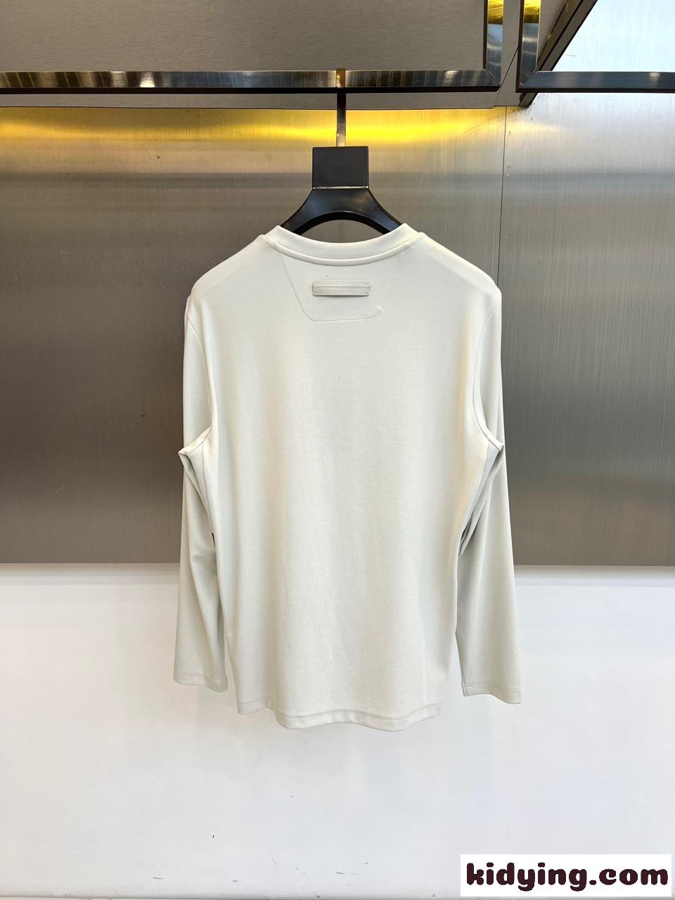 シンプル 洗練された コットン 長袖Tシャツ エルメネジルド・ゼニア Tシャツ 偽物-3