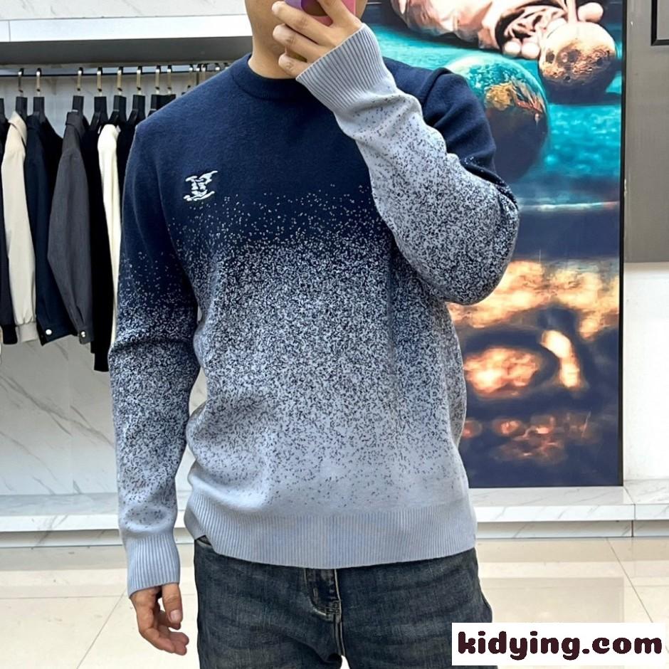 ルイ・ヴィトン セーター 偽物 グラデーション クルーネック プルオーバー ネイビー-2