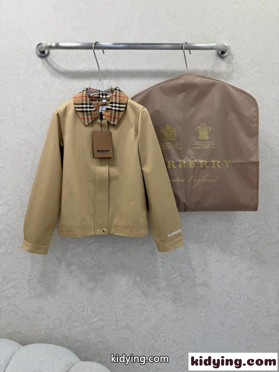 チェック襟 コットン ブルゾン バーバリー ジャケット 偽物 カーキ-0