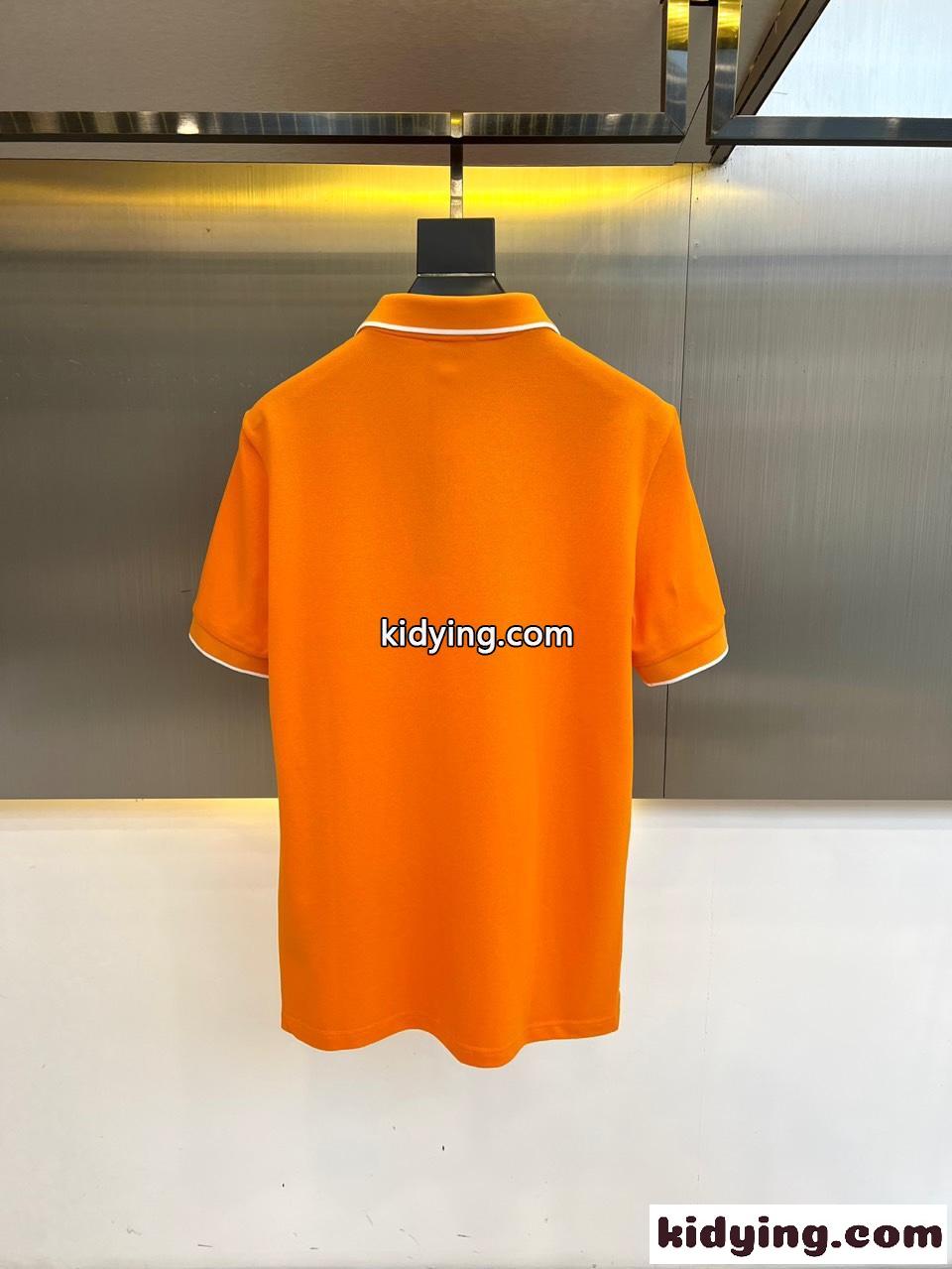 カジュアル コットンピケ 半袖ポロシャツ クリスチャン・ディオール Tシャツ 偽物 オレンジ-0