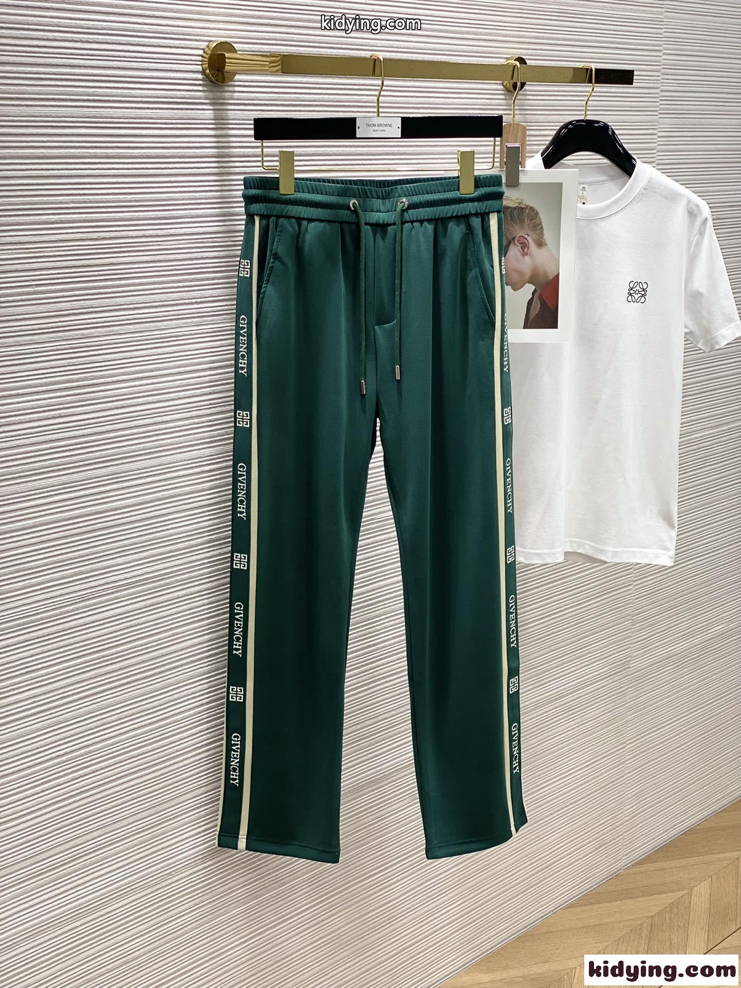 カジュアル おしゃれ ロゴ サイド バンド ジバンシィ パンツ 偽物 メンズ グリーン-0