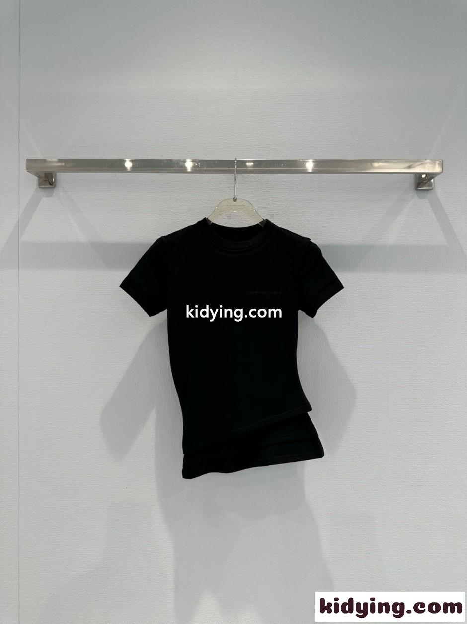 レイヤード風 半袖Tシャツ アレキサンダーワング Tシャツ コピー ブラック-1