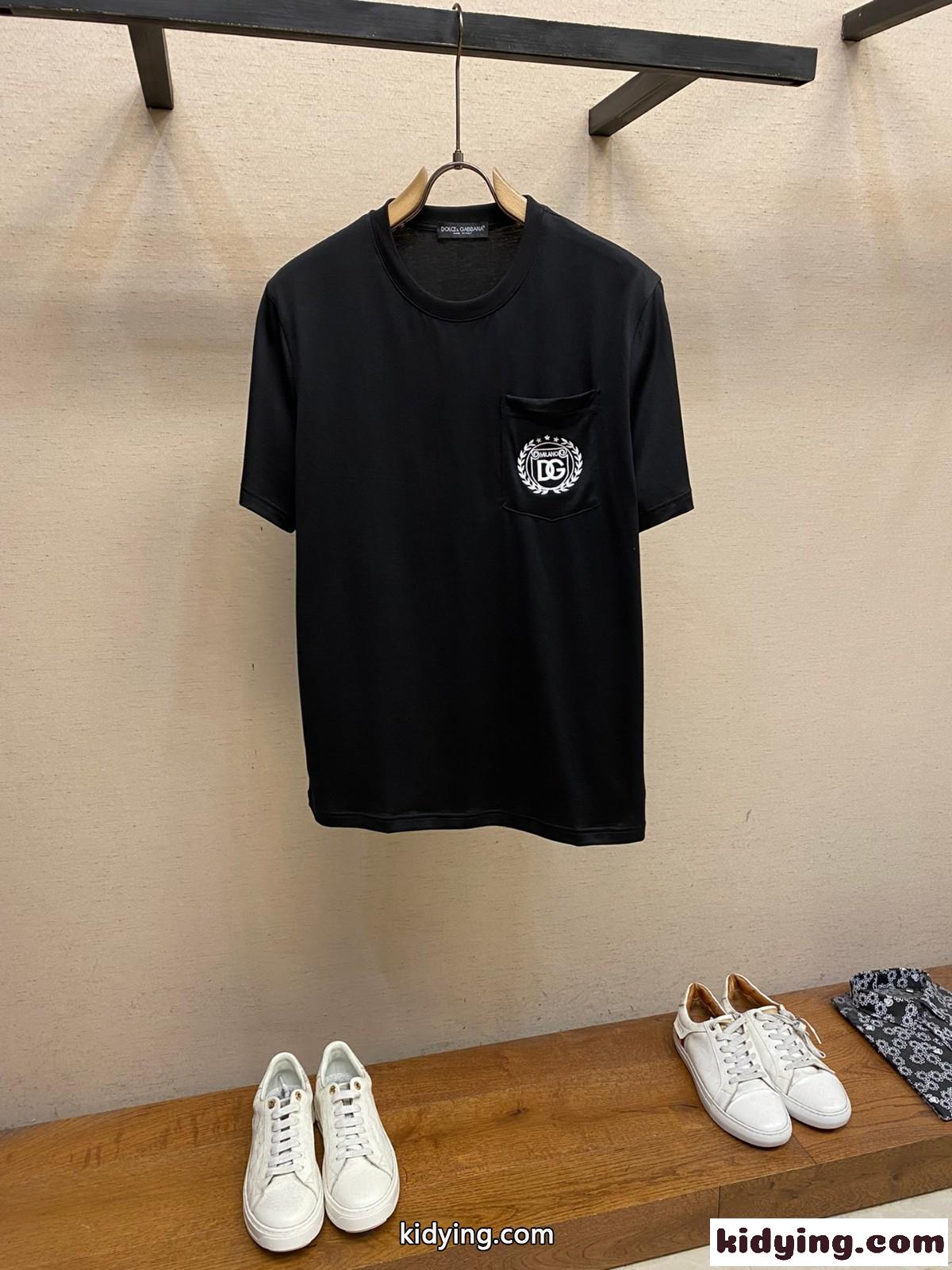 コットン DG MILANOロゴエンブロイダリー ドルチェ&ガッバーナ Tシャツ コピー ブラック-0