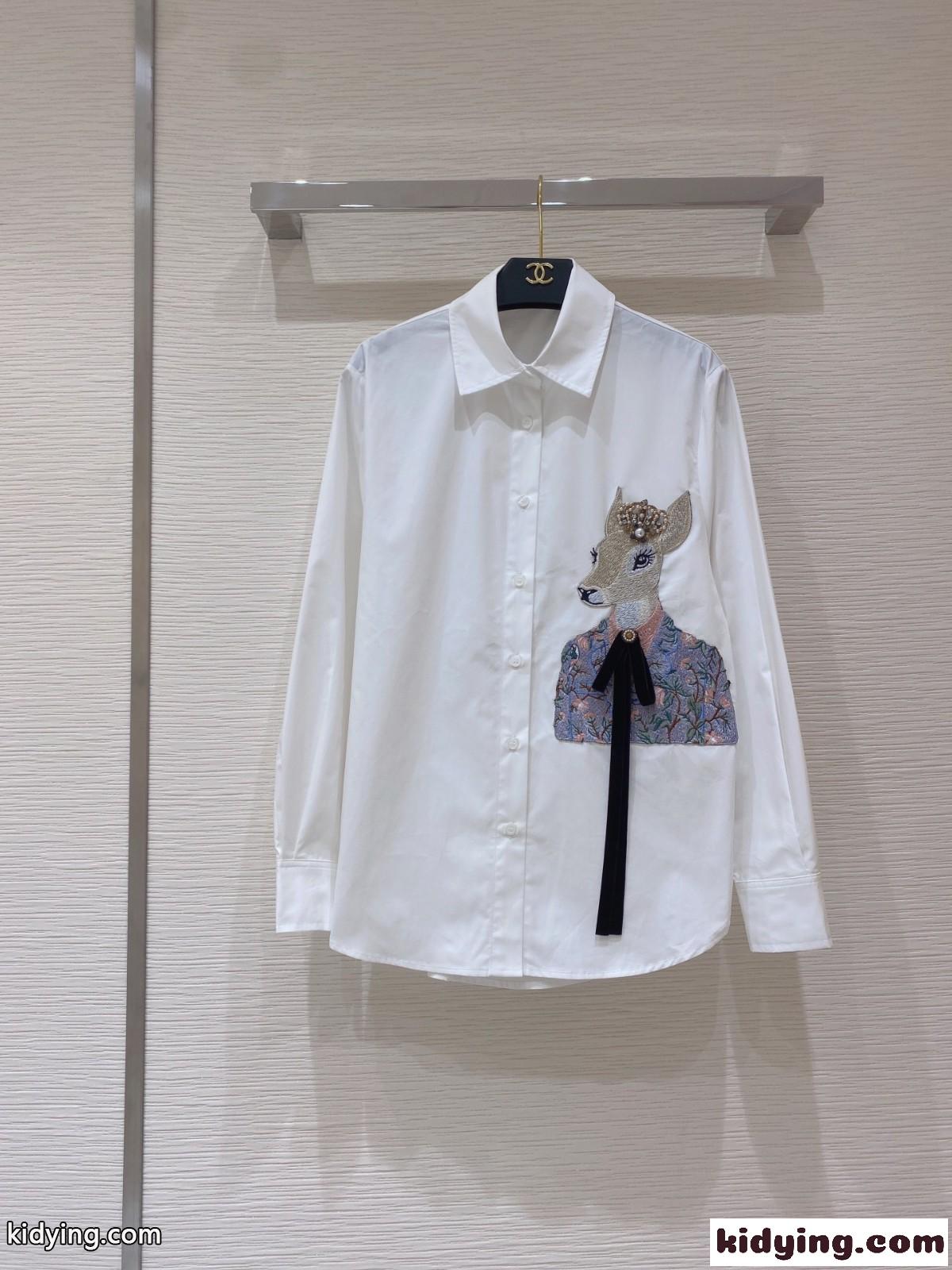 上品 エレガント カジュアル おしゃれ ミュウミュウ シャツ コピー 定番 合わせやすい 注目される 人気 ホワイト-1