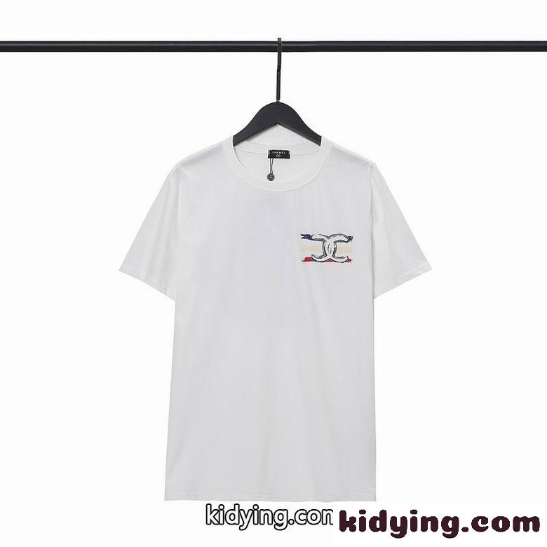 着心地いい カジュアル お洒落 ロゴ プリント クルーネック 半袖 トップス シャネル tシャツ コピー 定番 春夏 ホワイト ブラック-1