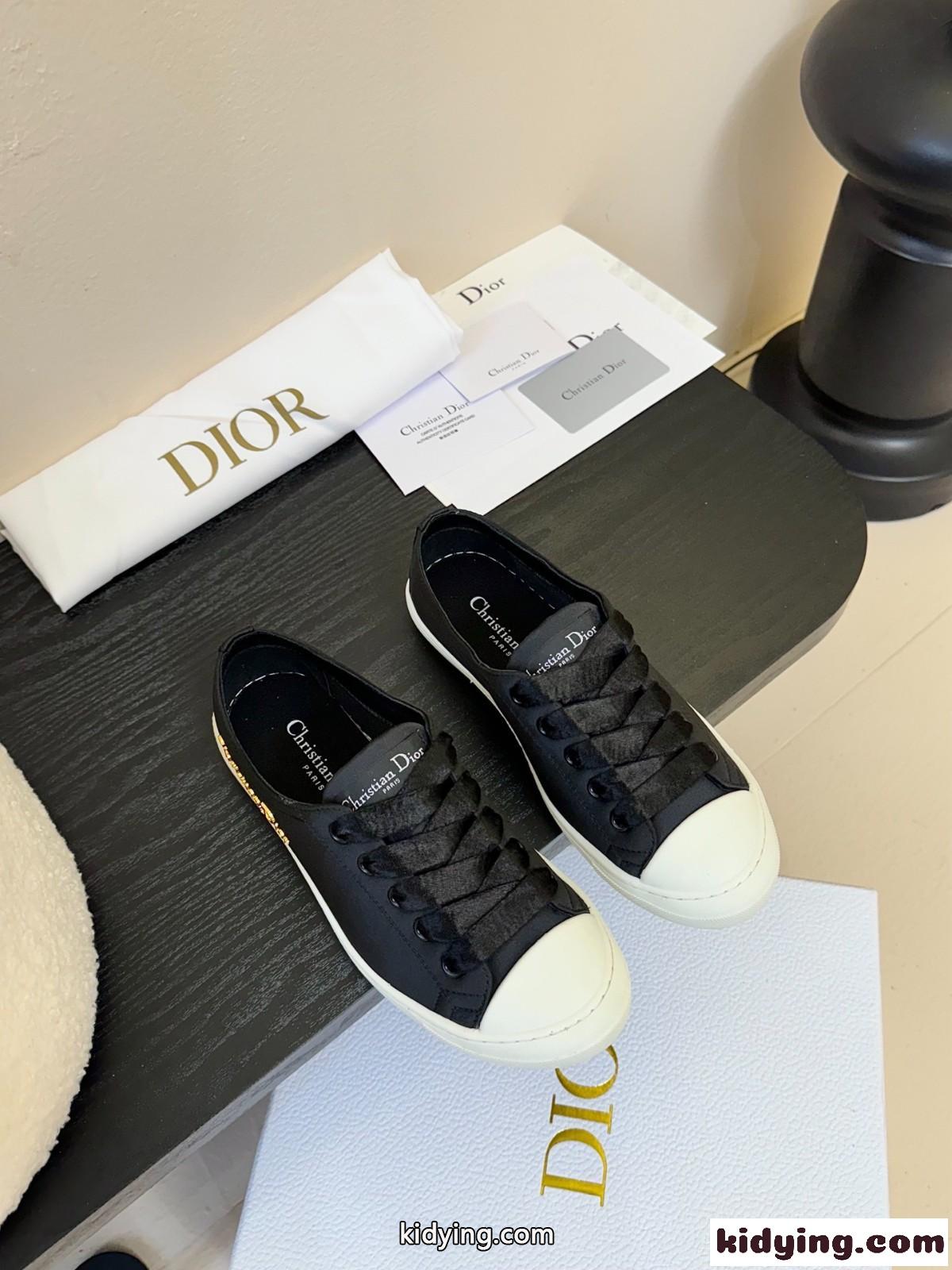 Dioriviera Dior Lucky スニーカー ディオール スーパーコピー サテン ブラック-2