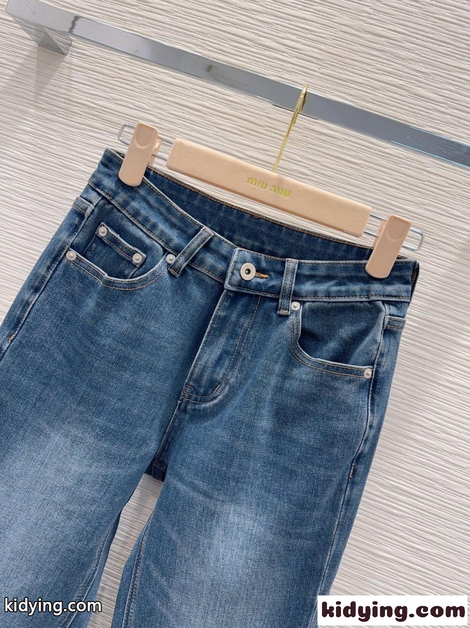 フェンミン 合わせやすい ミュウミュウ ジーンズ コピー フレア デニムパンツ-2