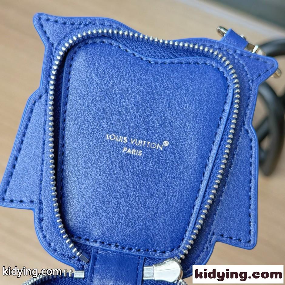 ルイ・ヴィトン キーホルダー 偽物 バッグチャーム・LV オウル ブルー-1